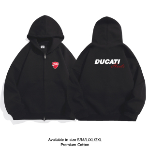 DUCATI杜卡迪拉链卫衣男连帽开衫JDM赛车潮牌重磅外套宽松摩托车