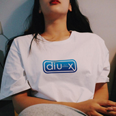 港风男女t恤衫 创意恶搞杜蕾斯diu粤语广东白话粗口半袖 短袖 潮流