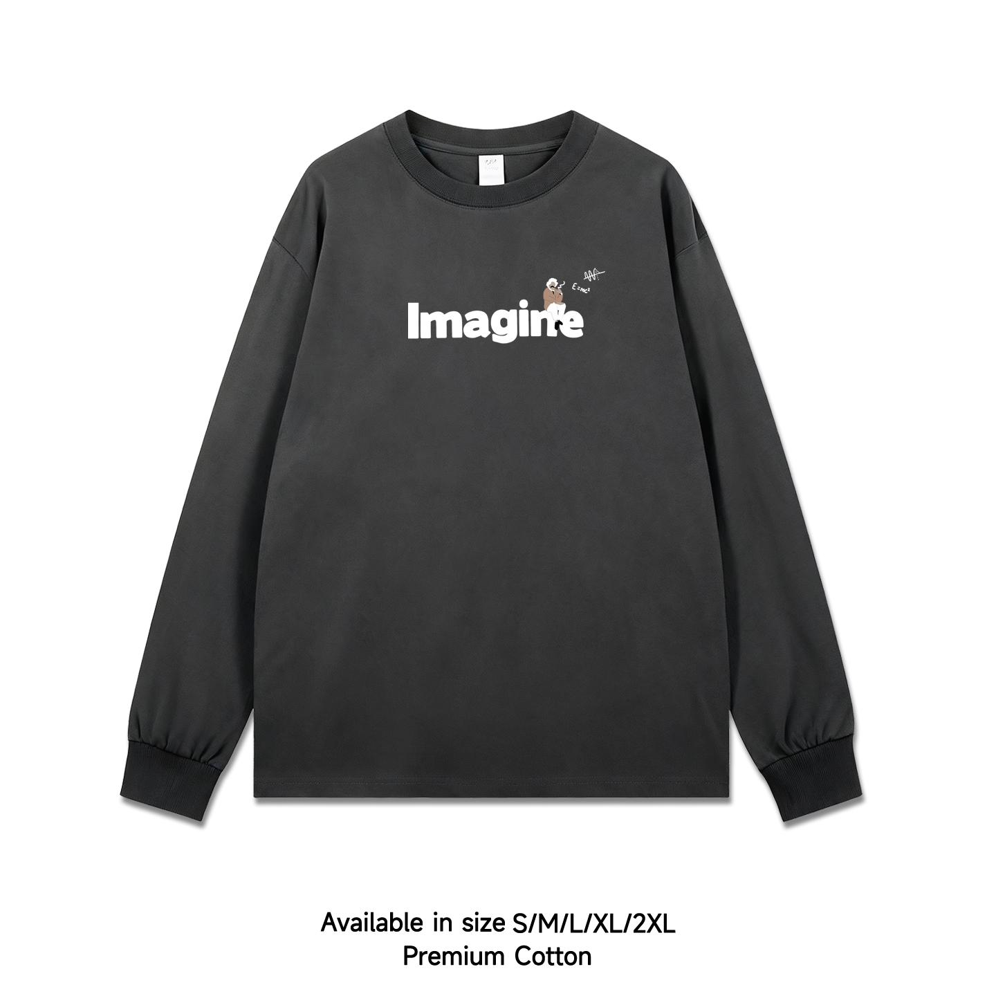 爱因斯坦相对论长袖T恤男圆领字母印花宽imagine上衣百搭休闲理科