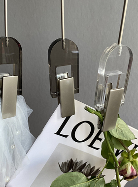 烟灰色亚克力透明女装店配件围巾圆环圈挂包S钩衣帽夹鞋夹头纱子