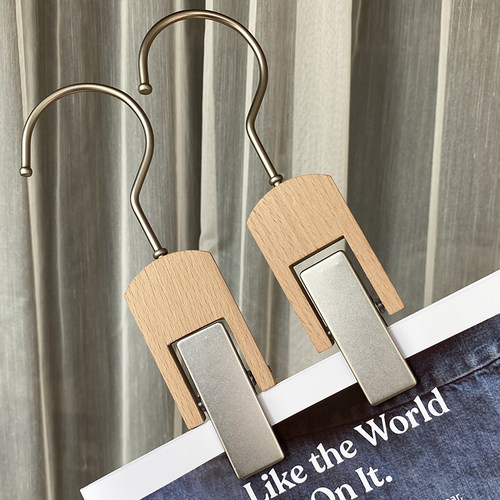 ins风好看好用实木单夹子