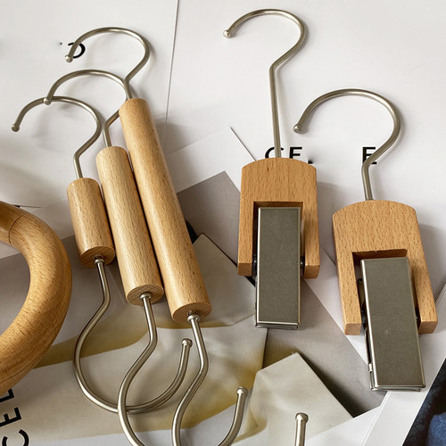 清漆榉木服装店配件单夹S钩圆环