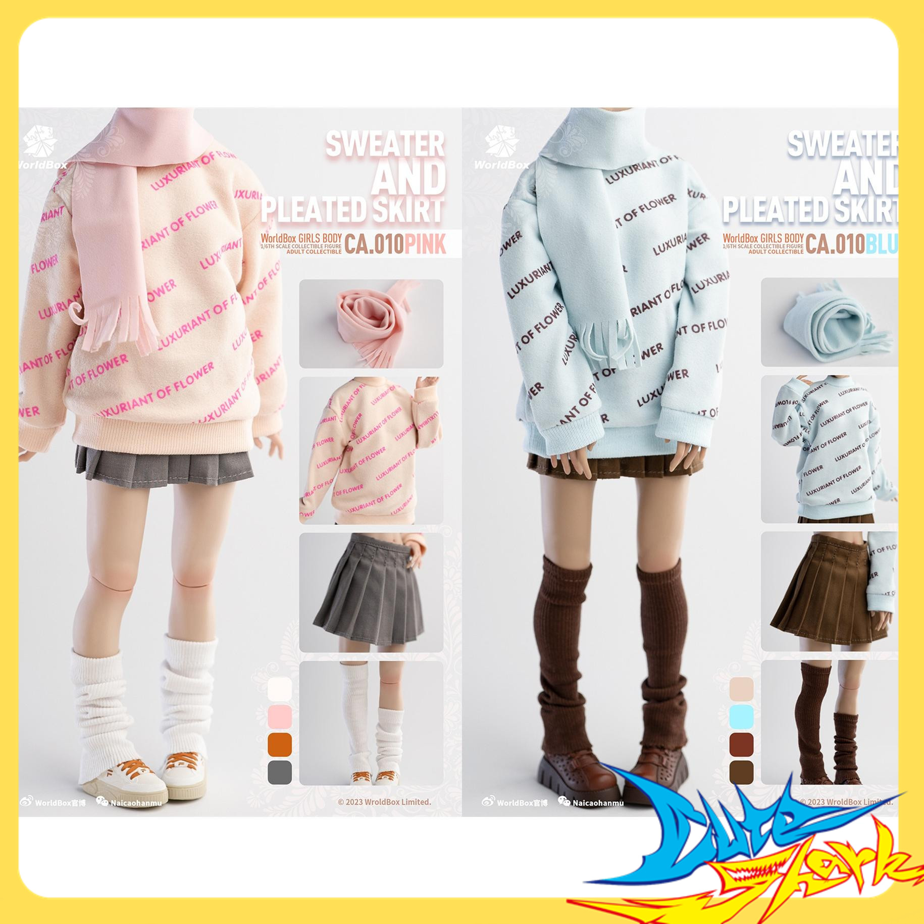 Worldbox 1/6 服装吊卡 冬日少女 粉蓝套装 马丁靴 运动鞋 现货