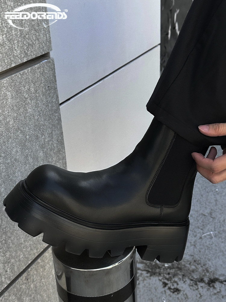 WASTE CAPITAL TRENDY WINTER CHELSEA MARTIN BOOTS MENS HIGH-TOP BRITISH STYLE THICK-SOLED HEIGHTENED LONG SLEEVE CHIMNEY BOOTS