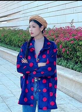 绝美法兰绒罩衣俏丽玫点冬无帽时尚妈妈工作服珊瑚防寒保暖绒围裙
