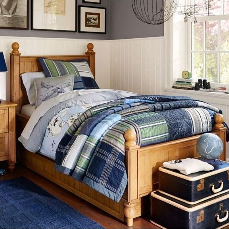 木朵朵定制全实木橡木美式儿童床