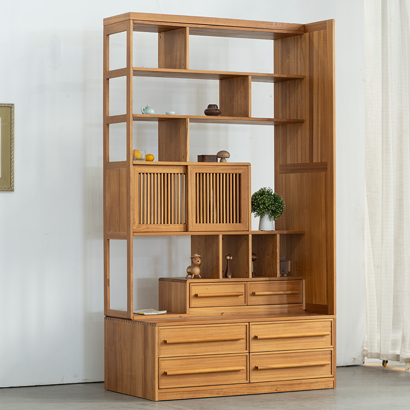 木朵朵定制原木柚木新中式博古柜