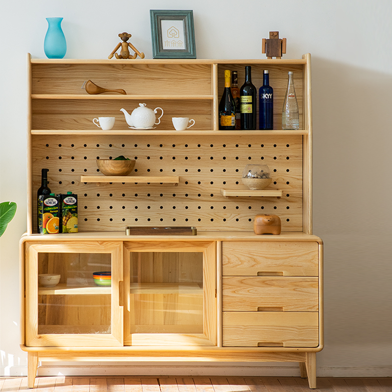 定制全实木红橡木北欧简约餐边柜