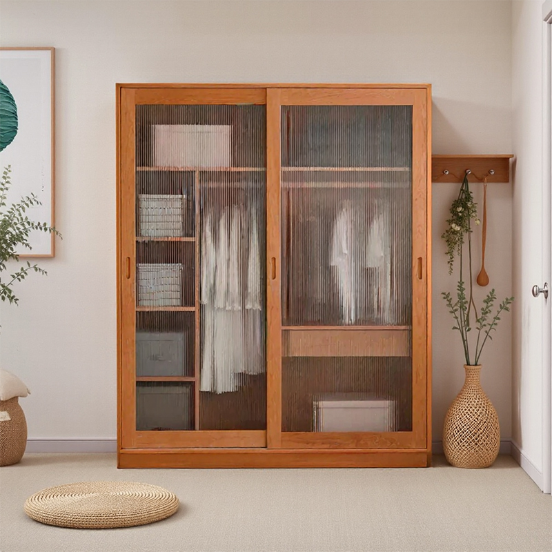 木朵朵定制全实木柚木推拉门衣柜