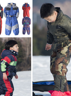 男女秋冬防水小孩连体儿童滑雪服