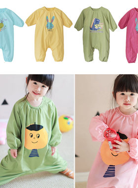 小孩透气连体爬服幼儿园吃饭衣