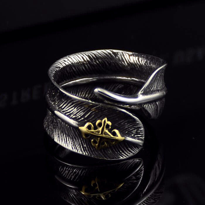 十字架钛钢羽毛戒指赵丽颖同款