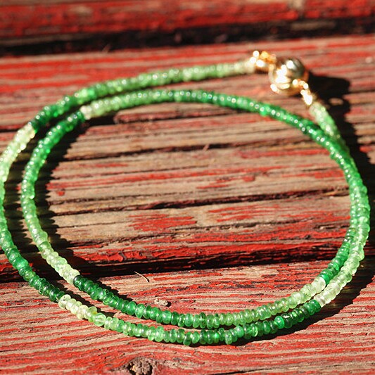 5mm天然沙弗莱石(铬钒钙铝榴石)渐变色项链