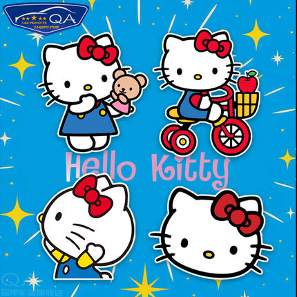 hellokitty可爱卡通凯蒂猫反光车贴电动摩托车身后窗玻璃装饰贴
