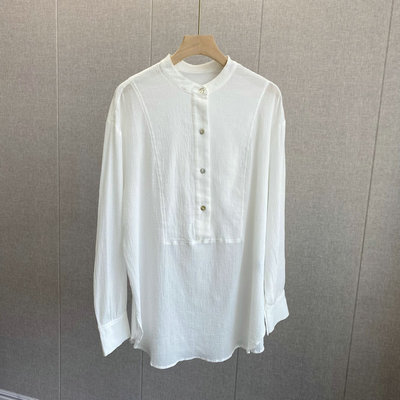 福利款！薄薄的纯棉很透气VIN宽松中式风白衬衫女春夏季贝壳扣