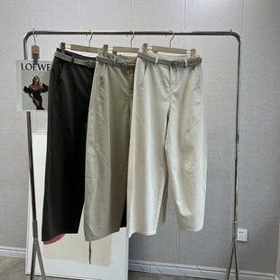 宽松直筒 女 配编织腰带 分割线立体剪裁设计高腰阔腿裤 2026春季