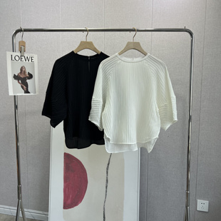 衬衫 女 JIN口桑蚕丝真丝圆领宽松七分袖 100%桑蚕丝定织柔叠绉