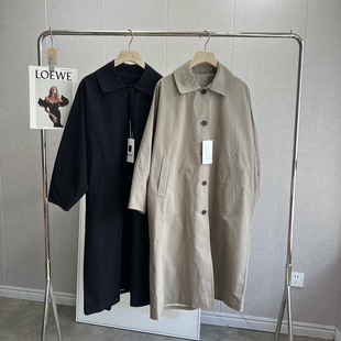 非常贵!但是好东西 复古设计亚麻盐缩阔版中长款风衣