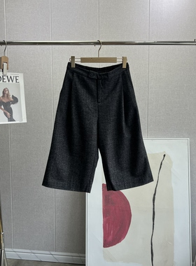 无DI推荐！女士人字纹羊毛混纺后松紧腰7分阔腿裤 百搭靴裤女