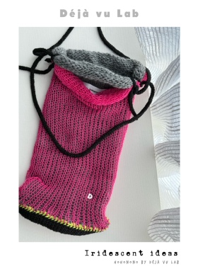 Deja vu Lab原创小众设计手工钩织拼色手机红酒包单肩斜挎托特包