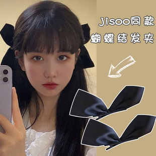 半片式黑色蝴蝶结发夹边夹少女INS风新款发卡韩版洋气顶夹一字夹