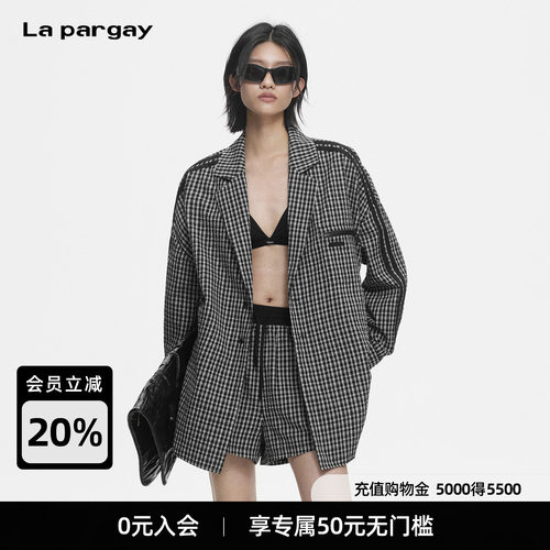 Lapargay复古格纹宽松外套
