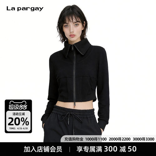 Lapargay大翻领短款显瘦外套
