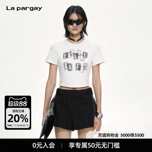 Lapargay黑底字母短T贴合身形