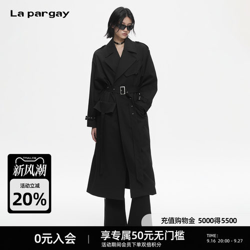 Lapargay高街长款双层翻驳领风衣