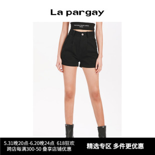高腰休闲裤 时尚 黑白色裤 Lapargay纳帕佳春季 女装 运动裤 子个性 新款