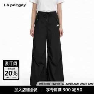 立体剪裁 Lapargay 高腰抽绳 阔腿裤 显瘦不挑身材L75302803V 工装