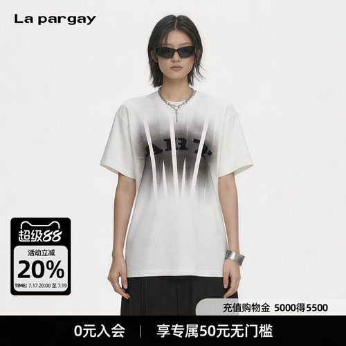 Lapargay纯棉亲肤渐变条纹T恤