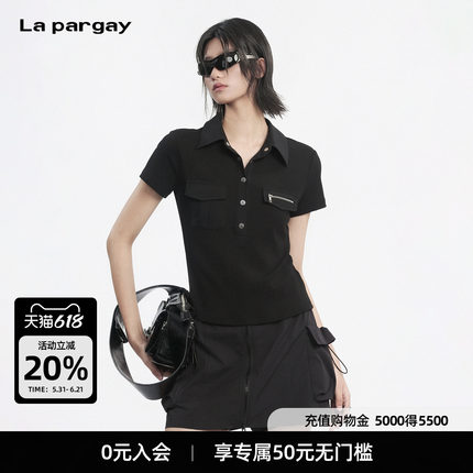 Lapargay 修身翻领短袖T恤 口袋细节设计 利落工装风 L78200222V