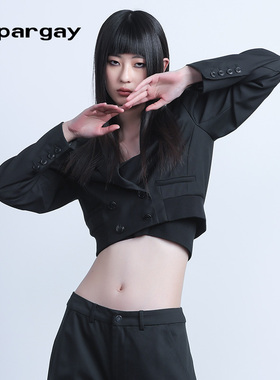 纳帕佳酷感西装短款外套2025春季新款女式黑色个性时尚宽松上衣潮