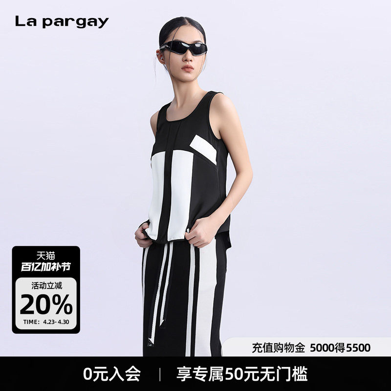 纳帕佳黑白撞色拼接潮牌背心2026款设计感针织无袖上衣个性马甲