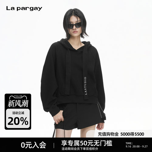 Lapargay华夫格短款连帽卫衣