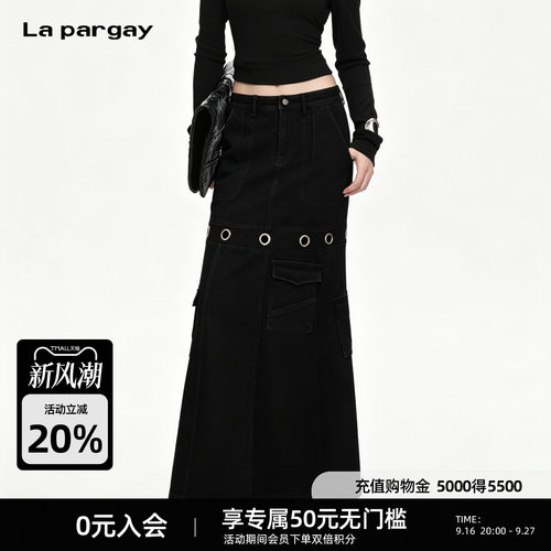 Lapargay牛仔工装半身长裙