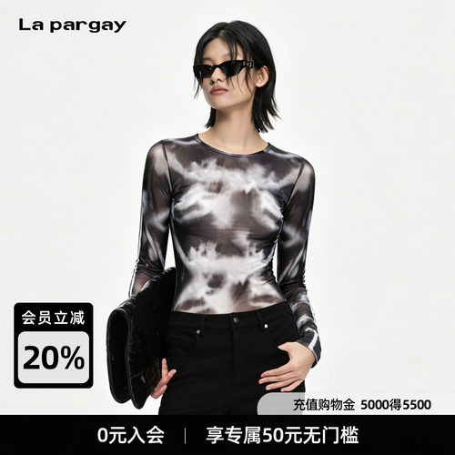 LapargayX光印花透视长袖T恤