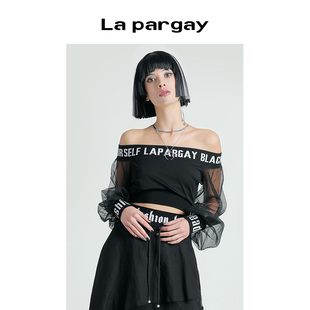 新款 套头衫 女装 短款 黑色上衣百搭休闲长袖 Lapargay纳帕佳2025夏季