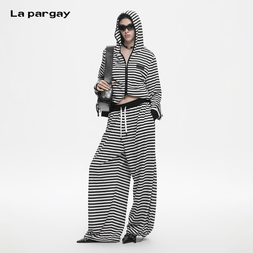 Lapargay黑白撞色抽绳休闲裤
