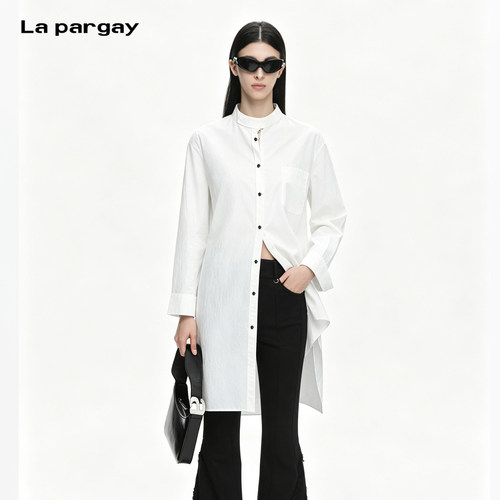 Lapargay新中式立领开衩衬衫