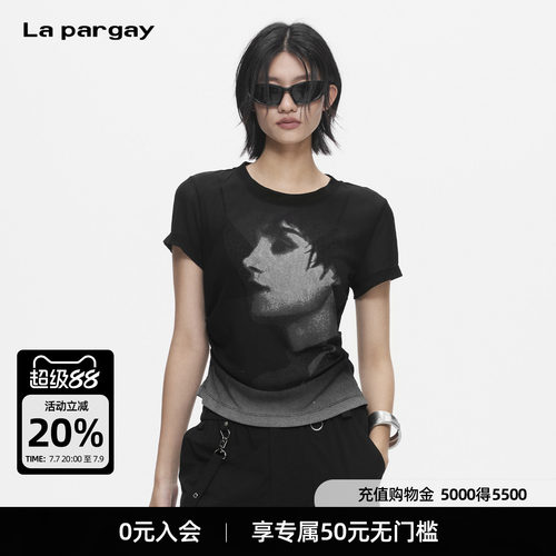 Lapargay复古人像印花短袖T恤