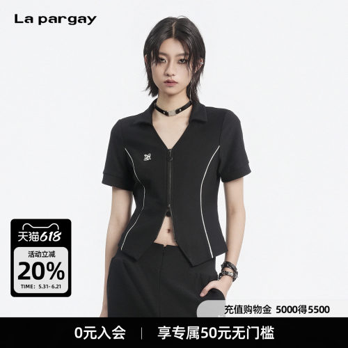Lapargay翻领收腰撞色短外套