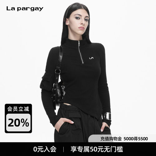 Lapargay修身立领半开拉链T恤