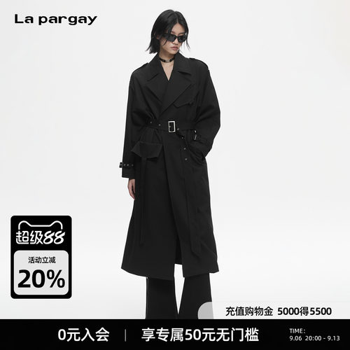 Lapargay高街长款双层翻驳领风衣