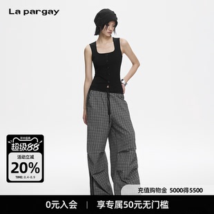 Lapargay方领收腰背心 修身显瘦 通勤单穿叠穿百搭上衣L78208101C
