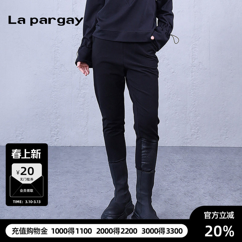 纳帕佳高腰长款休闲裤2026春季新款女式黑白色修身显瘦设计感裤子