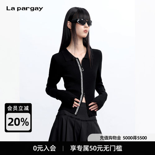 La pargay【漫漫长夜】撞色绣纹拉链开衫 Polo领 L75308305V
