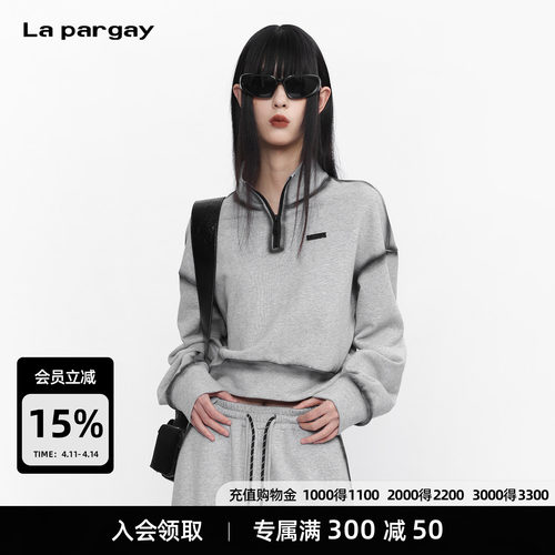 La pargay【陌生天堂】立领套头短款卫衣 线条建构 L75301991V
