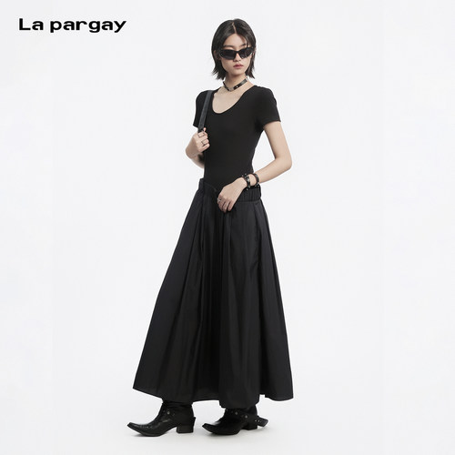 Lapargay松紧腰金属扣小黑裙
